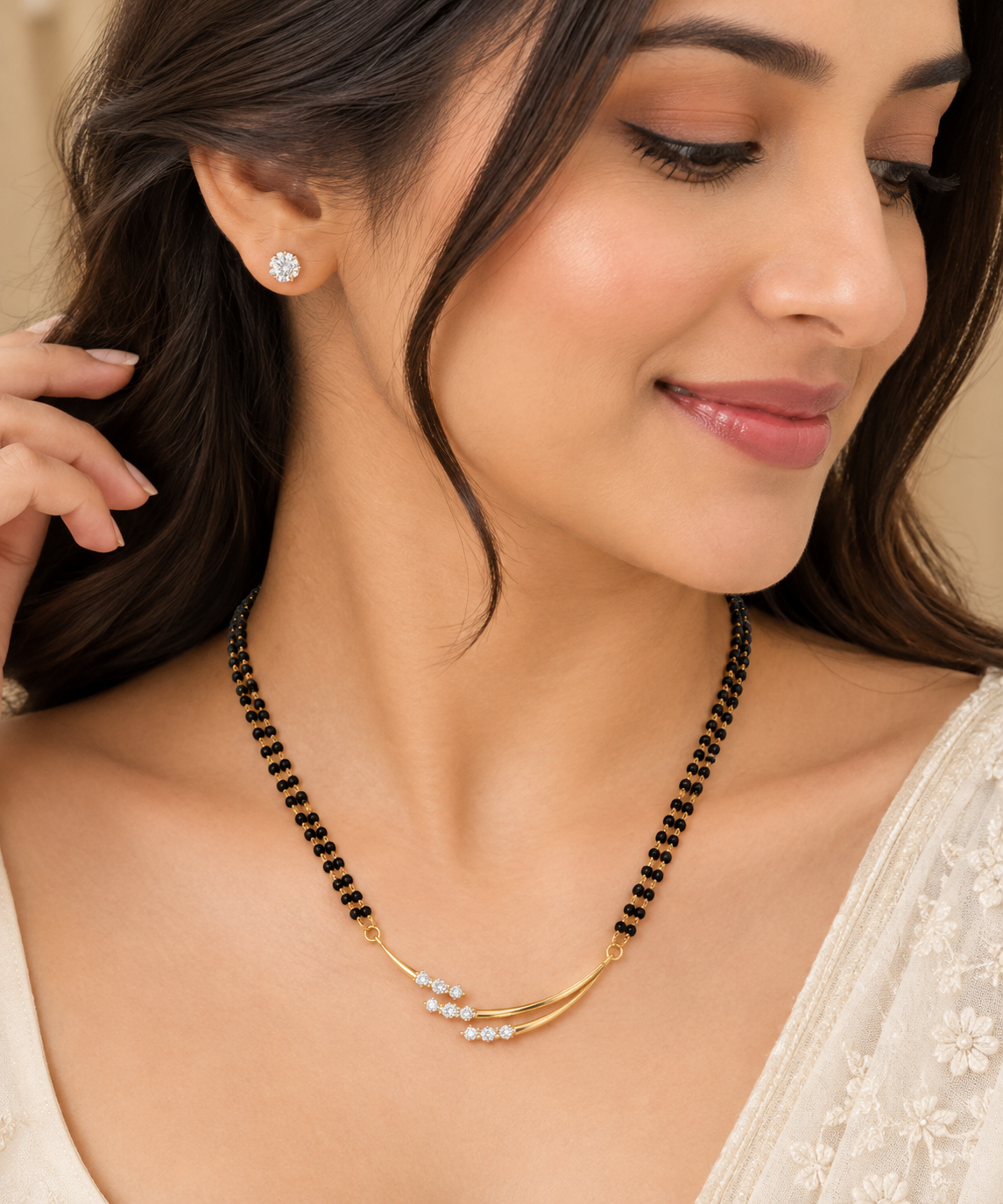 Aavrin Double Line Pearl Mangalsutra